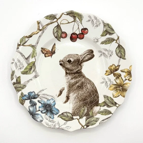 Pier 1 Imports Sophie The Bunny Porcelain Salad Plate - Floral Scalloped Edge - Picture 1 of 6